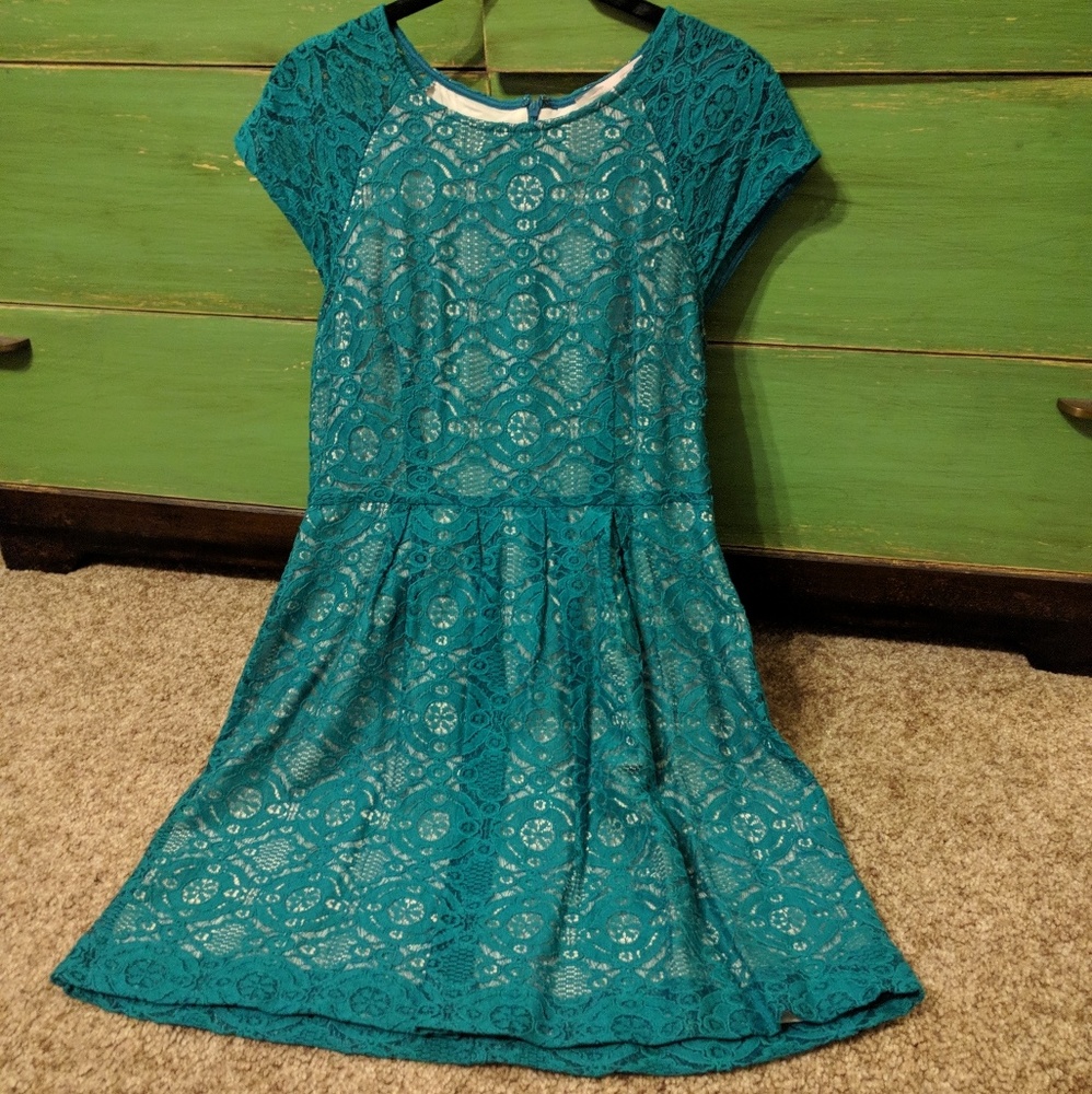 Deep Teal Lace Dress